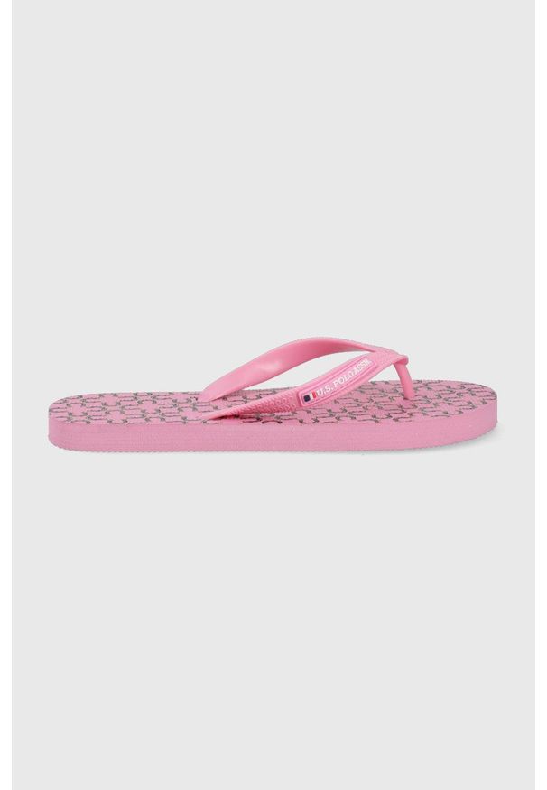 U.S. Polo Assn. japonki damskie kolor różowy na płaskim obcasie. Kolor: różowy. Materiał: materiał. Obcas: na obcasie. Wysokość obcasa: niski