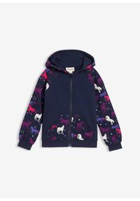 bonprix - Bluza rozpinana dziewczęca. Kolor: niebieski. Wzór: nadruk