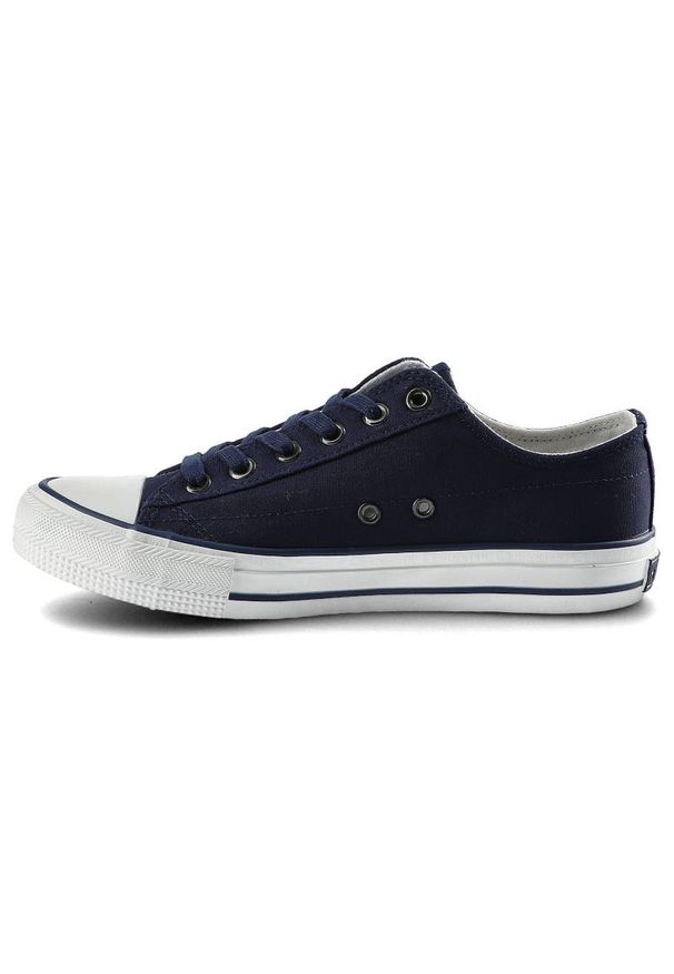 Big-Star - Granatowe Trampki Big Star Damskie Modne Obuwie. Okazja: na co dzień, na spacer, do pracy. Zapięcie: pasek. Kolor: niebieski. Materiał: guma, materiał, jeans. Szerokość cholewki: normalna. Styl: sportowy, klasyczny, casual