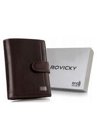 ROVICKY - Portfel skórzany Rovicky PC-101L-BAR brązowy. Kolor: brązowy. Materiał: skóra. Wzór: gładki #1