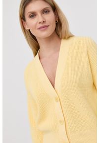 Hugo - HUGO kardigan bawełniany damski kolor żółty. Kolor: żółty. Materiał: bawełna #5