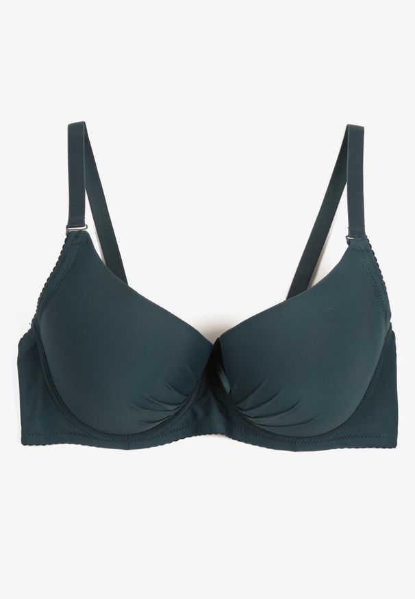 Renee - Zielony Gładki Biustonosz Full-Cup Crisannas. Kolor: zielony. Wzór: gładki
