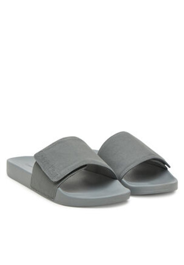 Calvin Klein Klapki Adj Pool Slide Canvas Logo HM0HM01749 Szary. Kolor: szary. Materiał: materiał