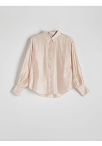 Reserved - Koszula z lyocellu - pastelowy róż. Kolor: różowy. Materiał: tkanina. Wzór: gładki