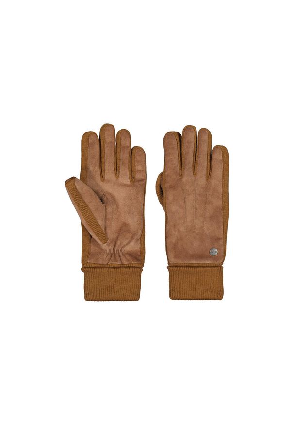 Rękawice damskie Barts Stephaney. Kolor: brązowy. Materiał: dzianina, skóra. Sport: turystyka piesza