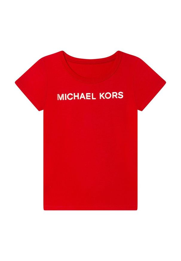 Michael Kors t-shirt bawełniany dziecięcy R15110.114.150 kolor czerwony. Kolor: czerwony. Materiał: bawełna. Długość rękawa: krótki rękaw. Długość: krótkie. Wzór: nadruk
