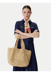 Calvin Klein Torebka Bold Ck Raffia Medium Tote LV04F3447G Beżowy. Kolor: beżowy #1