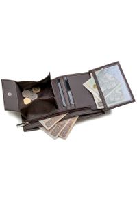 Solier - Skórzany portfel męski SOLIER SW08 ciemnobrązowy. Kolor: brązowy. Materiał: skóra