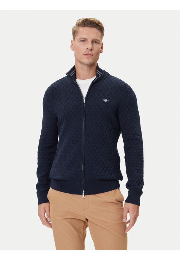 GANT - Gant Kardigan 8030263 Granatowy Regular Fit. Kolor: niebieski. Materiał: bawełna