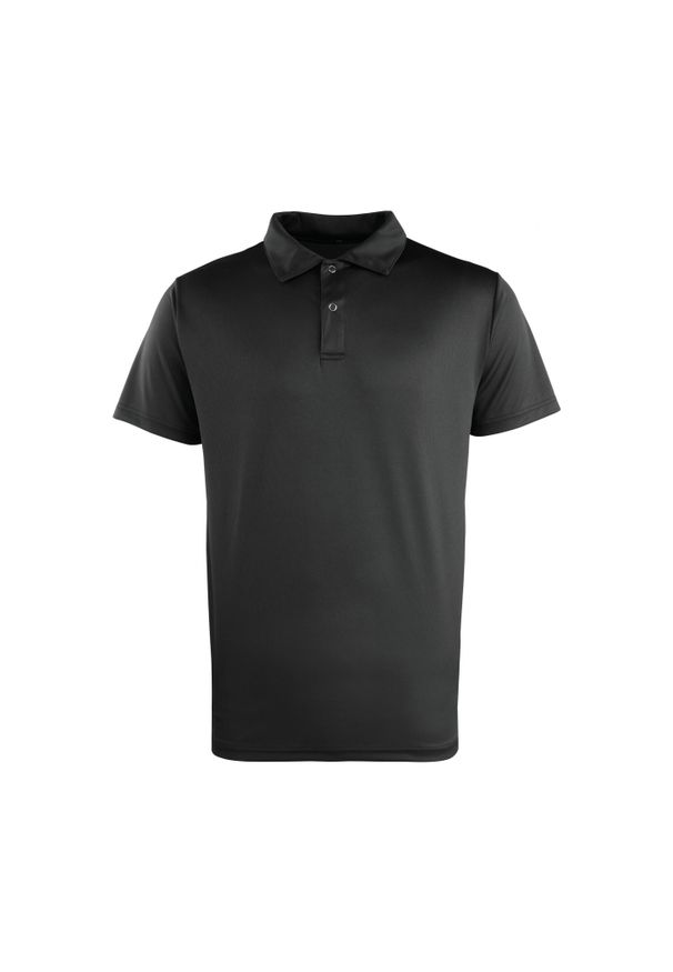 PREMIER - Koszulka polo Coolchecker z zatrzaskami Premier. Typ kołnierza: polo. Kolor: czarny