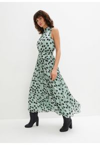 bonprix - Sukienka szyfonowa. Kolor: zielony. Materiał: szyfon. Styl: wizytowy #1