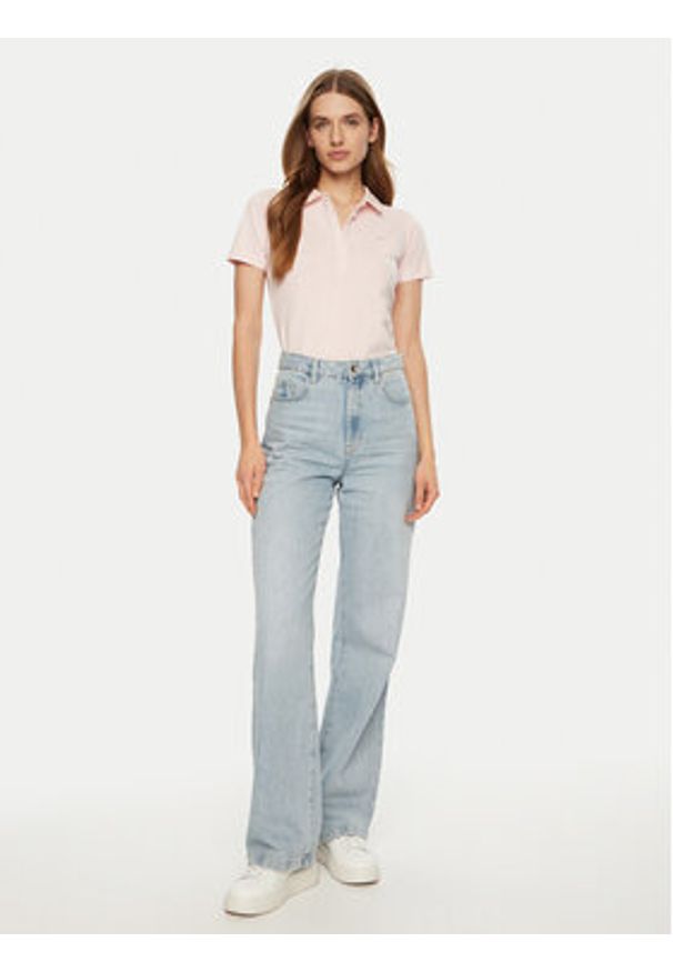Guess Jeans Polo W5RP47 KARS2 Beżowy Regular Fit. Typ kołnierza: polo. Kolor: beżowy. Materiał: bawełna