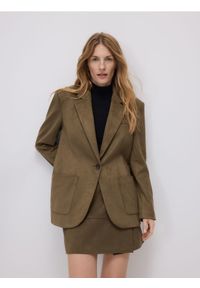 Reserved - Marynarka z imitacji zamszu - jasny zielony. Kolor: zielony. Materiał: zamsz