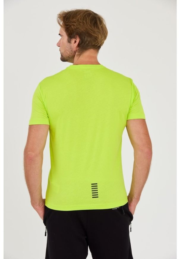EA7 Emporio Armani - EA7 Neonowy męski t-shirt bawełniany, Rozmiar L. Kolor: zielony. Materiał: bawełna