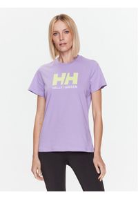 Helly Hansen T-Shirt Logo 34112 Fioletowy Regular Fit. Kolor: fioletowy. Materiał: bawełna