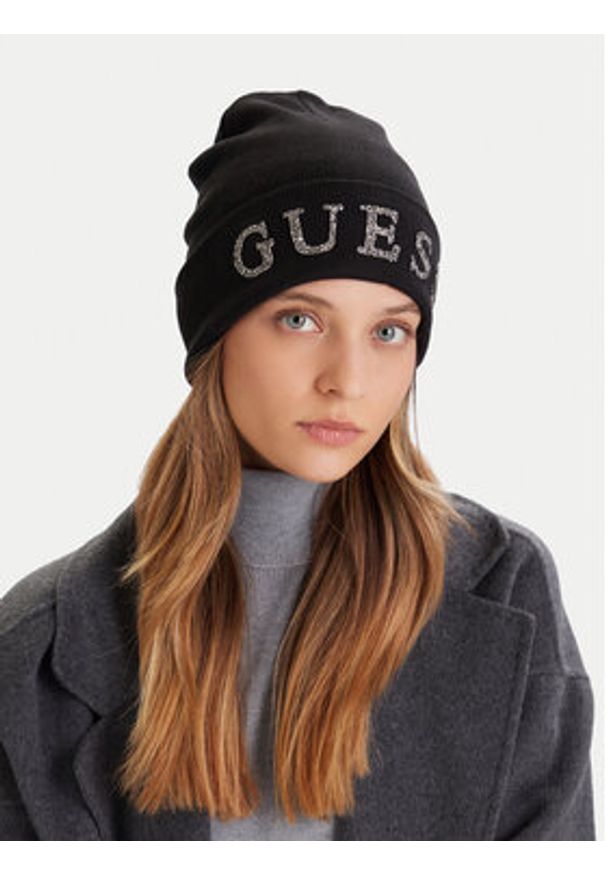 Guess Czapka AW5398 POL01 Czarny. Kolor: czarny. Materiał: wiskoza