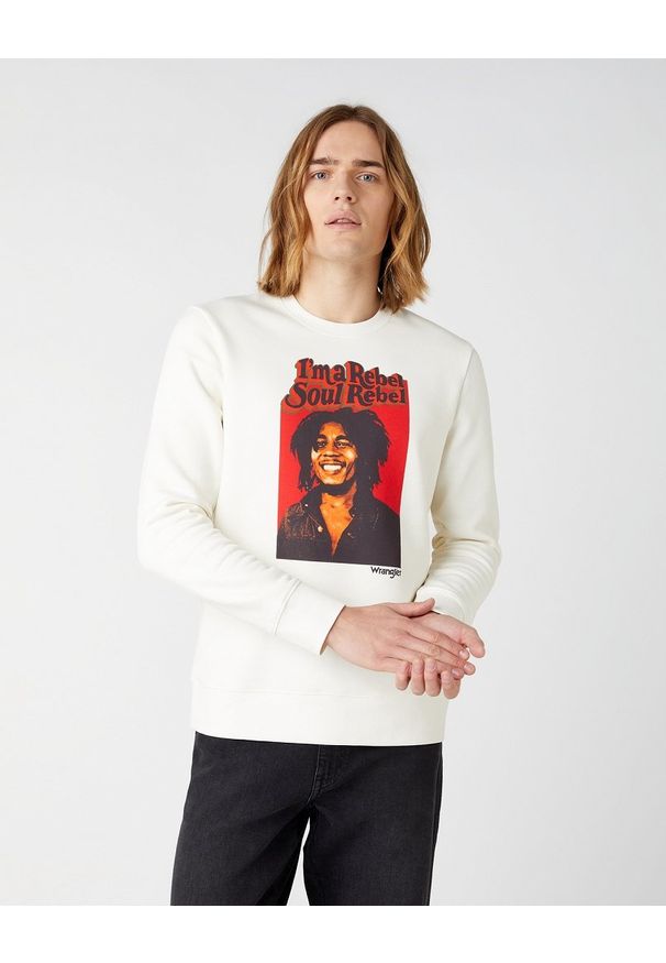 Wrangler - MĘSKA BLUZA WRANGLER SOUL REBEL CREW WHITE W681H1989 112141474