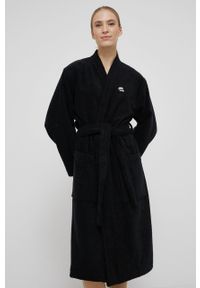 Karl Lagerfeld szlafrok kolor czarny. Kolor: czarny. Materiał: materiał, bawełna, dzianina. Wzór: aplikacja