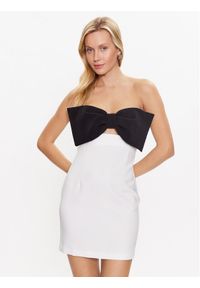 Kontatto Sukienka koktajlowa NO1012 Biały Slim Fit. Kolor: biały. Materiał: syntetyk. Styl: wizytowy
