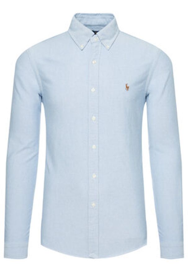 Polo Ralph Lauren Koszula Core Replen 710549084 Błękitny Slim Fit. Typ kołnierza: polo. Kolor: niebieski. Materiał: bawełna