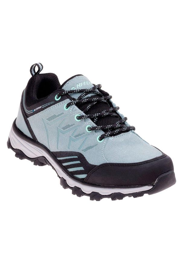 Hi-tec - Damskie Zamszowe Wodoodporne Buty Do Chodzenia Trapan. Kolor: czarny, zielony, wielokolorowy, szary. Materiał: zamsz. Styl: sportowy