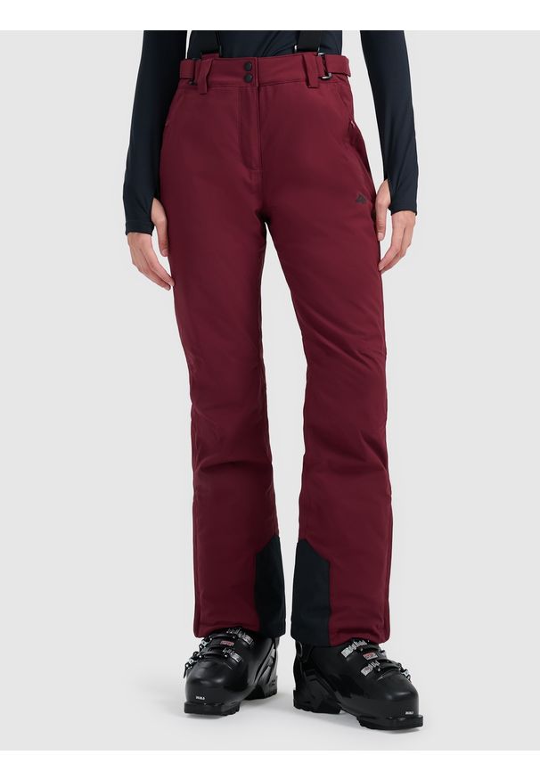 4f - 4F Spodnie narciarskie membrana 5000 damskie - czerwone L. Stan: podwyższony. Kolor: czerwony. Materiał: poliester, materiał. Wzór: gładki. Sezon: zima. Sport: narciarstwo