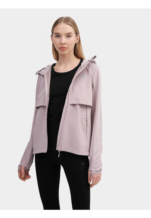4f - Kurtka softshell wiatroodporna membrana 8000 damska. Kolor: beżowy. Materiał: softshell