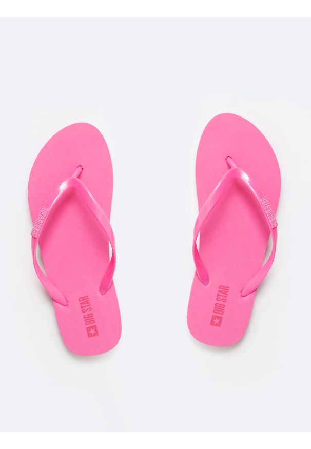 Big-Star - Japonki damskie błyszczące różowe JJ274A524 601. Kolor: różowy. Materiał: guma. Wzór: kolorowy. Sezon: wiosna, lato
