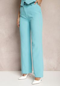 Renee - Niebieskie Spodnie w Kant w Garniturowym Stylu High Waist Jaessa. Stan: podwyższony. Kolor: niebieski. Styl: elegancki #3