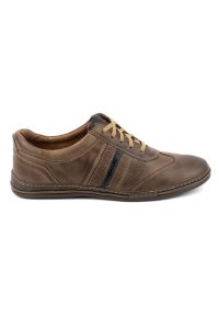 Joker - Buty męskie skórzane sznurowane JOKER 521 brązowe. Okazja: na co dzień, na spacer. Kolor: brązowy. Materiał: skóra. Sezon: lato. Styl: casual #1