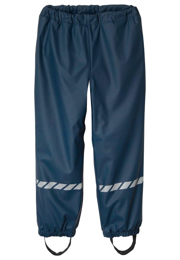 bonprix - Termiczne spodnie chłopięce przeciwdeszczowe. Kolor: niebieski. Materiał: polar, materiał. Wzór: paski