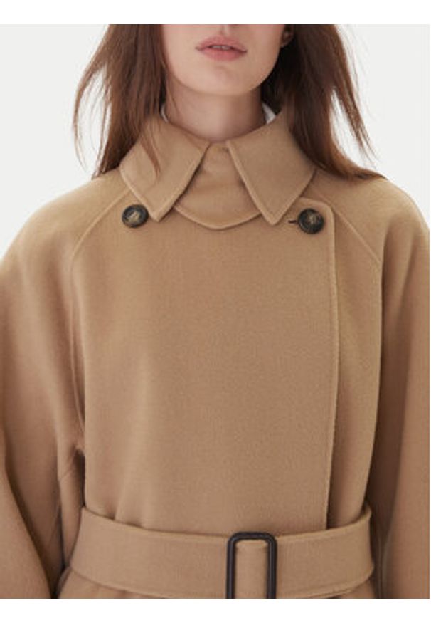 Weekend Max Mara Płaszcz wełniany Cadine 2525016022 Beżowy Regular Fit. Kolor: beżowy. Materiał: wełna