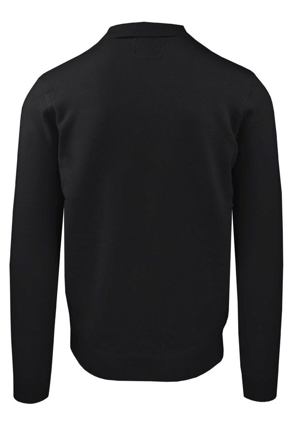 Męski, Lekki Sweter z Wiskozy z Kołnierzykiem Polo - Brave Soul - Czarny. Typ kołnierza: polo. Kolor: czarny. Materiał: wiskoza, poliester, poliamid