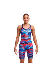 FUNKITA - Strój kąpielowy z nogawkami damski Funkita Wave Craze Fast Legs. Kolor: czerwony, niebieski, wielokolorowy. Materiał: poliester. Wzór: nadruk