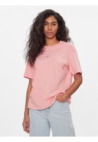 Tommy Jeans T-Shirt Tjw Rlx New Linear Tee DW0DW17836 Różowy Relaxed Fit. Kolor: różowy. Materiał: bawełna