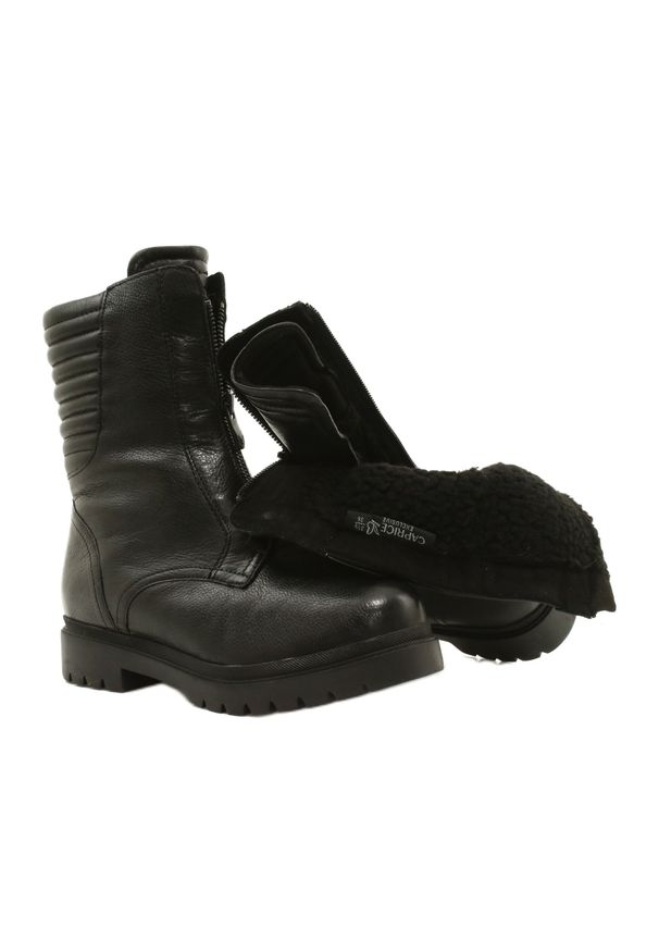 Botki buty motocyklowe hit CLIMOTION PRO Caprice 9-26454-27 022 czarne. Kolor: czarny. Materiał: skóra, futro. Sezon: lato. Styl: elegancki