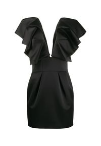 ALEXANDRE VAUTHIER - Czarna sukienka z marszczeniami. Kolor: czarny. Materiał: wiskoza, materiał. Typ sukienki: kopertowe. Styl: klasyczny, wizytowy. Długość: mini #5