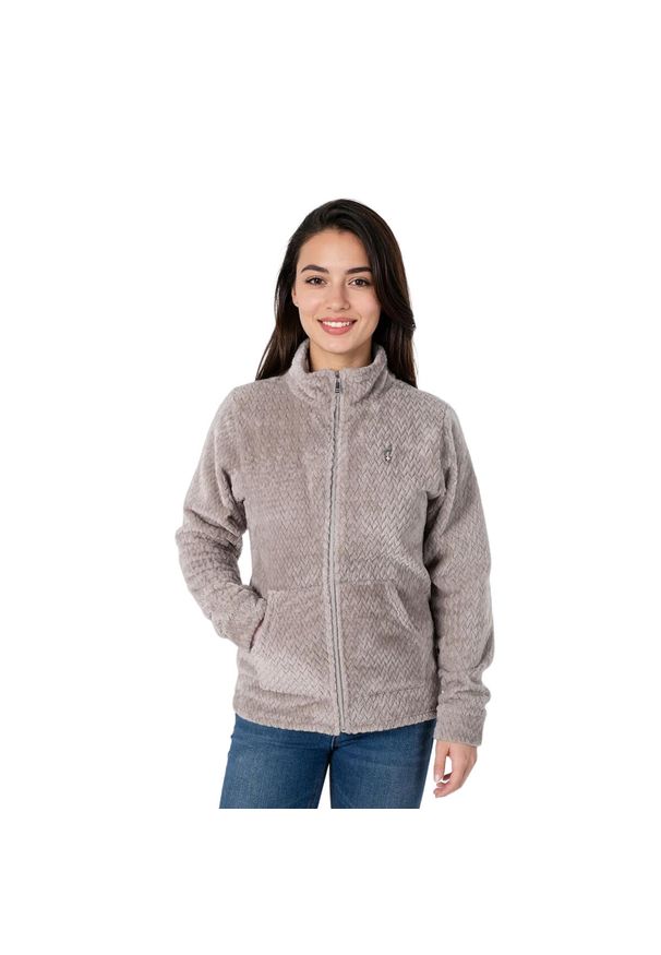 Aulp - Bluza polarowa damska AULP BECCO Rozpinana z kołnierzem. Kolor: beżowy. Materiał: polar. Sport: turystyka piesza