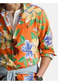 Polo Ralph Lauren Koszula 710B14226001 Pomarańczowy Classic Fit. Typ kołnierza: polo. Kolor: pomarańczowy. Materiał: len #4