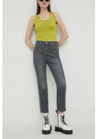 Wrangler jeansy Walker damskie high waist. Stan: podwyższony. Kolor: szary #1