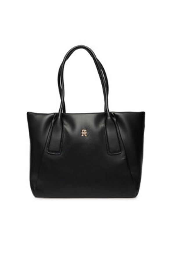 TOMMY HILFIGER - Tommy Hilfiger Torebka Th Essential Tote AW0AW18374 Czarny. Kolor: czarny. Materiał: skórzane