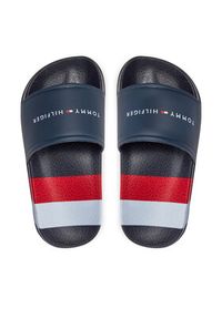 TOMMY HILFIGER - Tommy Hilfiger Klapki Stripes Pool Slide T3B0-33458-1172Y Granatowy. Kolor: niebieski #4