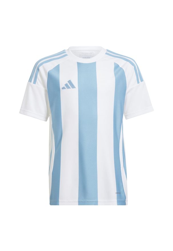 Adidas - Koszulka dla dzieci adidas. Kolor: niebieski, biały, wielokolorowy. Sport: piłka nożna