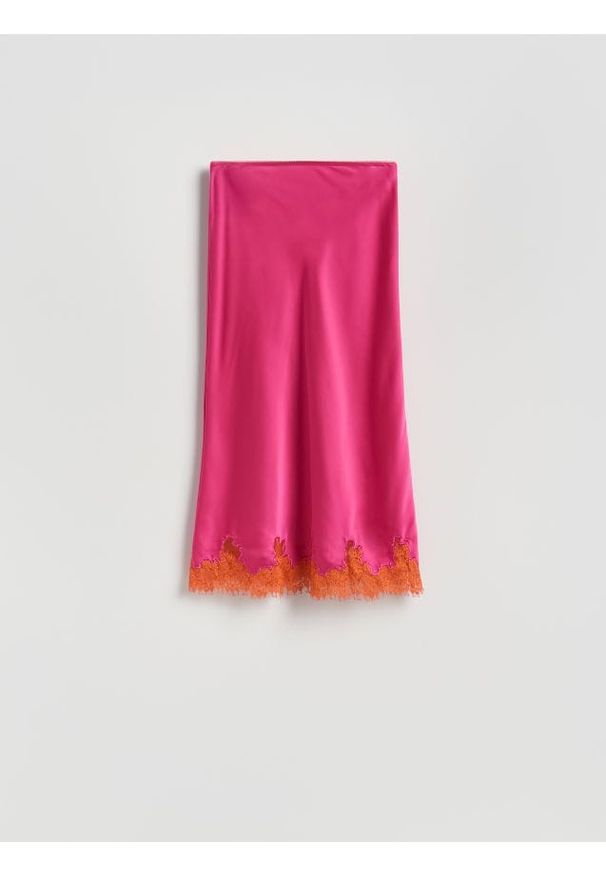 Reserved - Spódnica z koronką - fuksja. Kolor: różowy. Materiał: koronka. Wzór: koronka