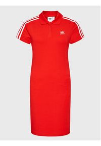 Adidas - adidas Sukienka codzienna adicolor Classics HM2163 Czerwony Slim Fit. Okazja: na co dzień. Kolor: czerwony. Materiał: bawełna. Typ sukienki: proste. Styl: casual