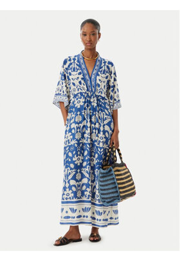 LOLA CASADEMUNT Sukienka codzienna LS2616032 Niebieski Regular Fit. Okazja: na co dzień. Kolor: niebieski. Materiał: wiskoza. Typ sukienki: proste. Styl: casual
