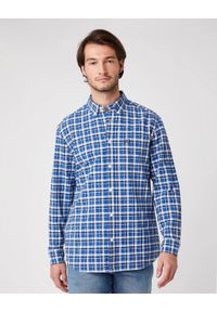 Wrangler - KOSZULA MĘSKA WRANGLER LS 1PKT BUTTON DOWN NAVY W5A3TS114 112130036. Typ kołnierza: button down