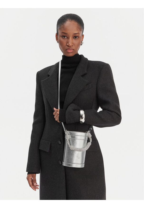 Pinko - PINKO Torebka Mini Bucket Manico 25-26 PLTT 105910 Srebrny. Kolor: srebrny. Materiał: skórzane