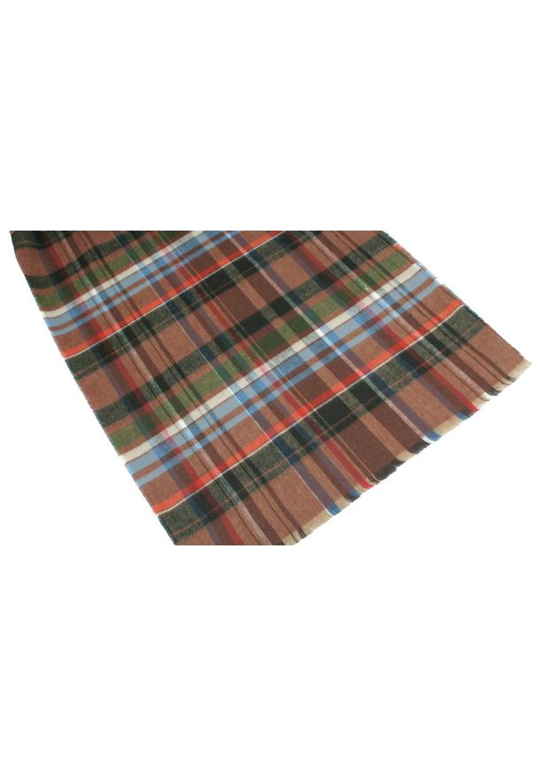 V. Fraas - Szalik Brązowy w Kratkę, Miękki, Firmy V.Fraas -Cashmink- Elegancki, Męski. Kolor: wielokolorowy. Materiał: tkanina, materiał, syntetyk, wełna, poliakryl. Wzór: kratka. Sezon: lato. Styl: elegancki