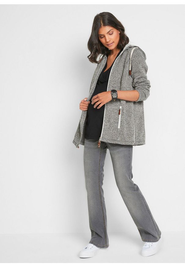 bonprix - Bluza rozpinana z polaru, ciążowa, z wstawką na nosidełko. Kolekcja: moda ciążowa. Kolor: szary. Materiał: polar
